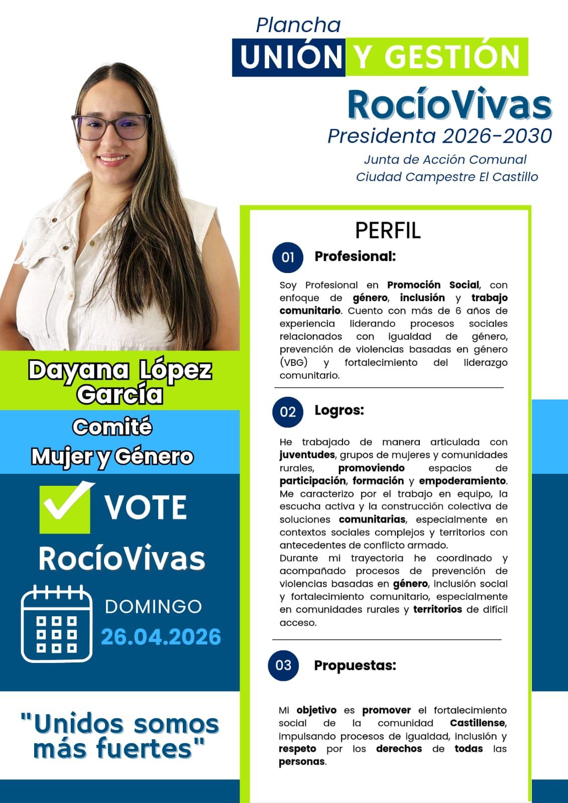 Dayana Lopez, Coordinadora — Comisión Mujer y Género