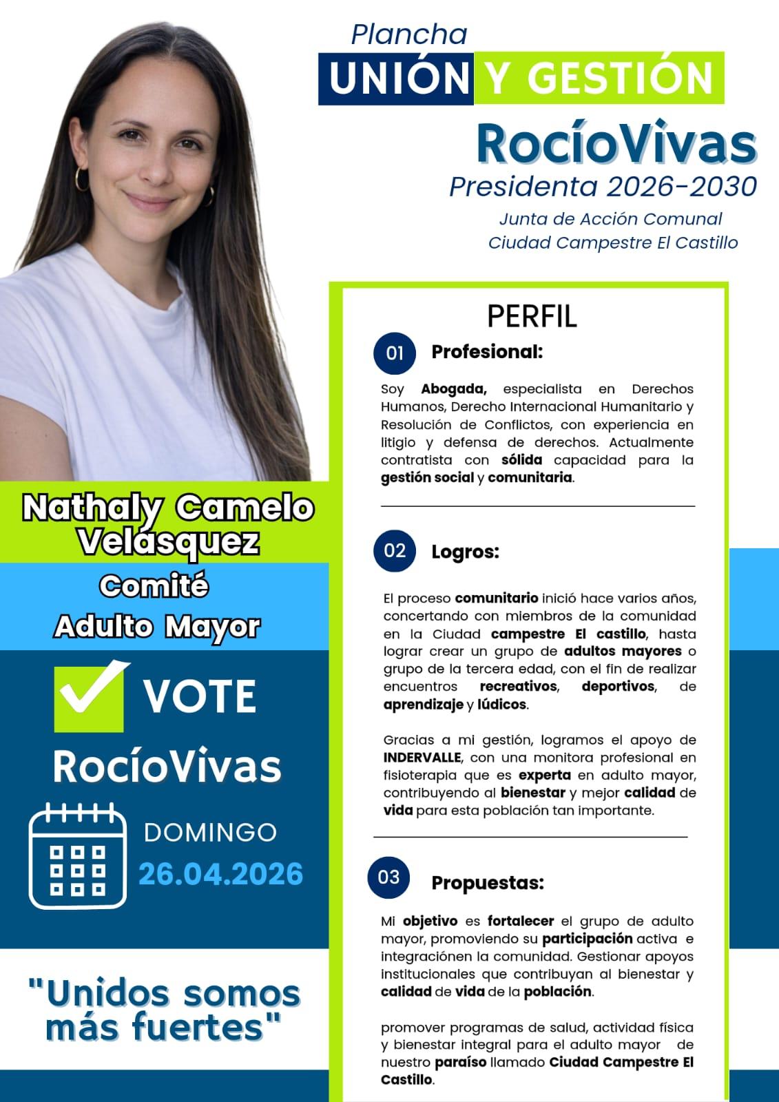 Nathaly Camelo, Coordinadora — Comisión Adulto Mayor