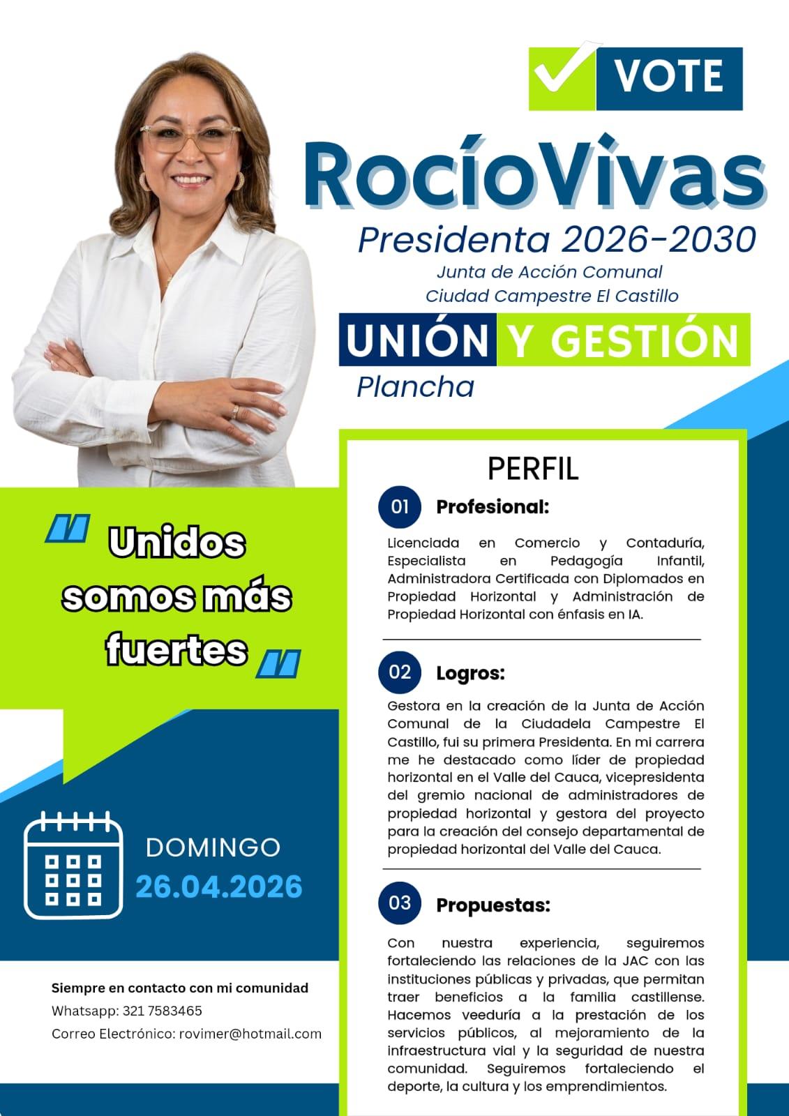 Rocío Vivas, Presidenta — Junta Directiva JAC