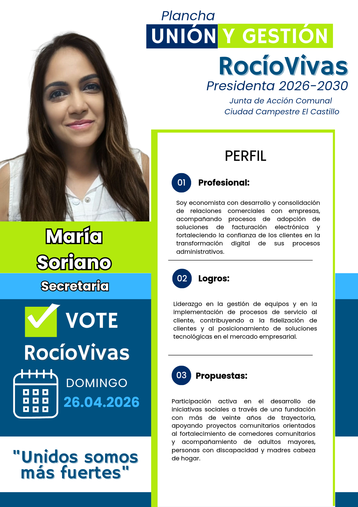 María Soriano, Secretaria Principal — Junta Directiva JAC